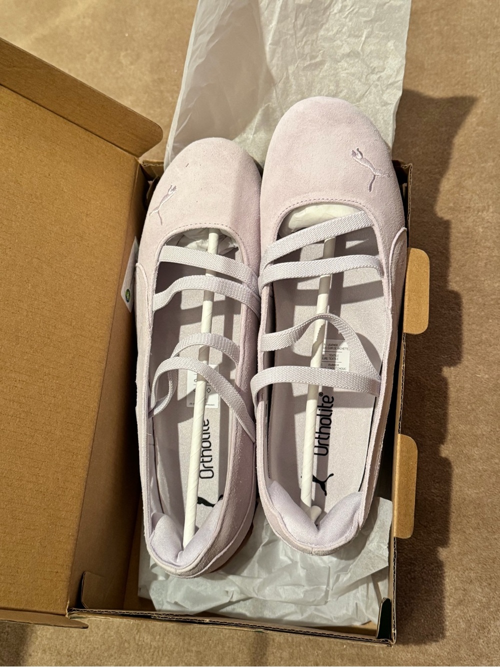 Puma Pale Pink Ballet Flats with Elastic Cross Straps